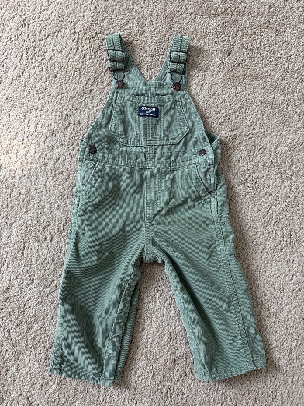 OshKosh B'gosh Mint Green Corduroy Toddler Overalls